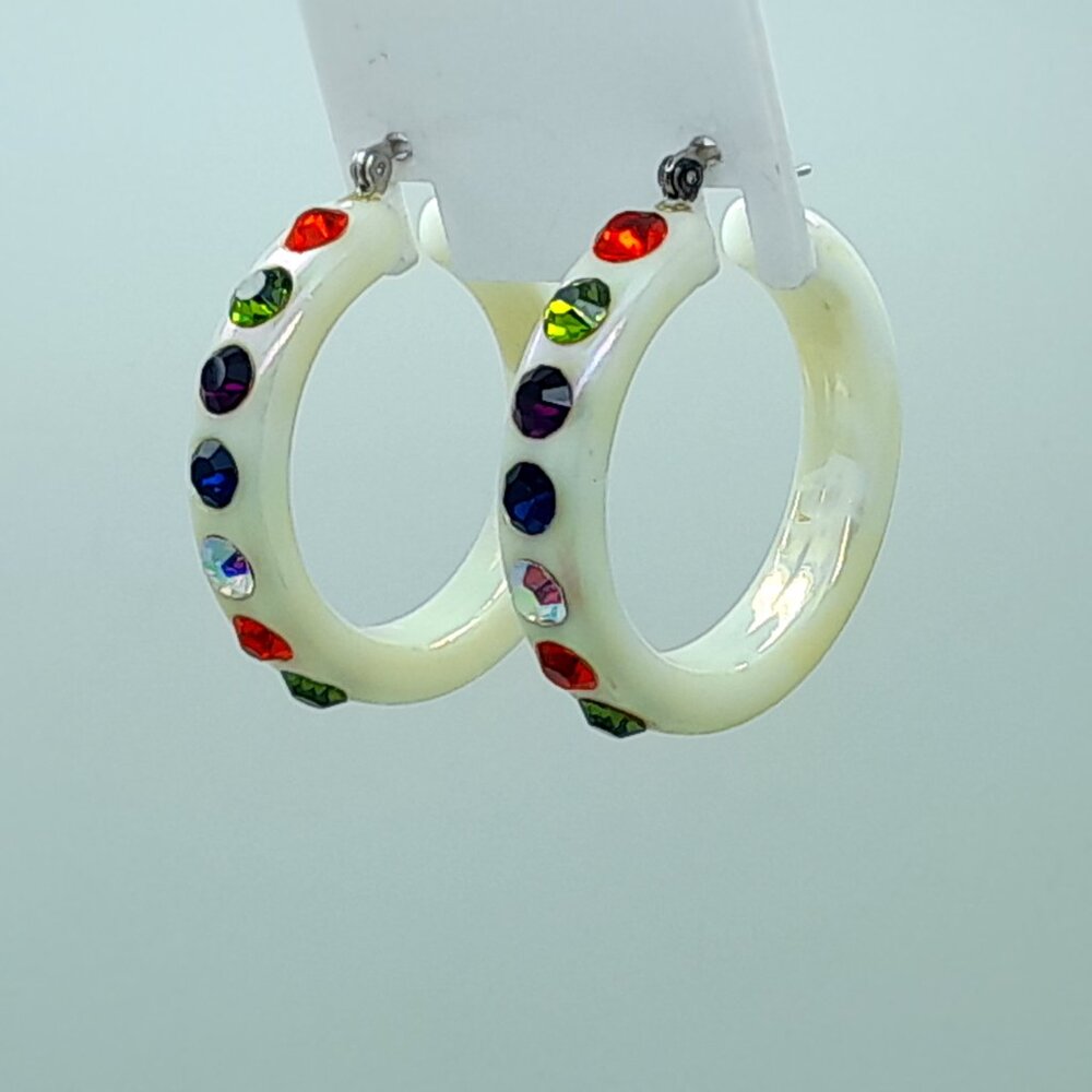 white opal 1.5 hoop  Lucite Acrylic wide Hoop winter multi color Fashion earring